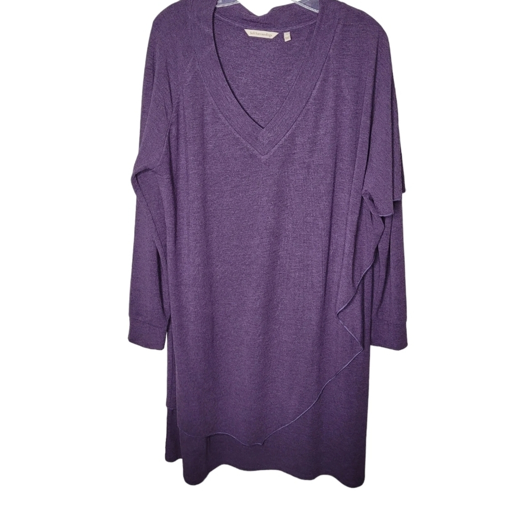 Soft Surroundings Womens Sz XL MARLA Knit sweater Lagenlook Dress purple